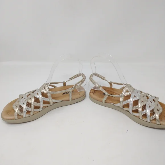 Earth Razzle Gold Strappy Leather Comfort Sandals Women's Size 6 - Picture 5 of 12